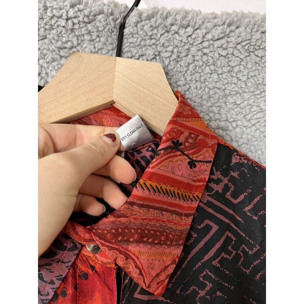 Chicos Button Top Large 2 Silk Patchwork Abstract… - image 5